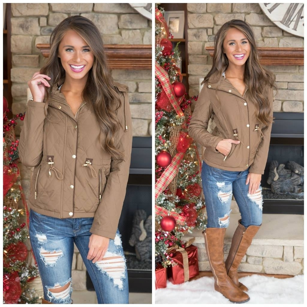 Pink Lily Mocha Quilted Jacket winter / fall coat